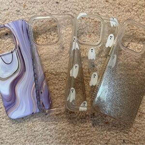 Stylish Phone Case Set - Purple, Clear, Ghost, and Glitter Designs